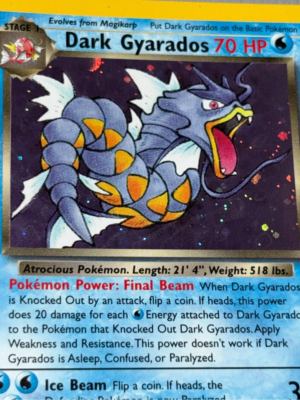 Pokémon Dark Gyarados 8/82 Team Rocket Holo Rare Vintage WOTC LP